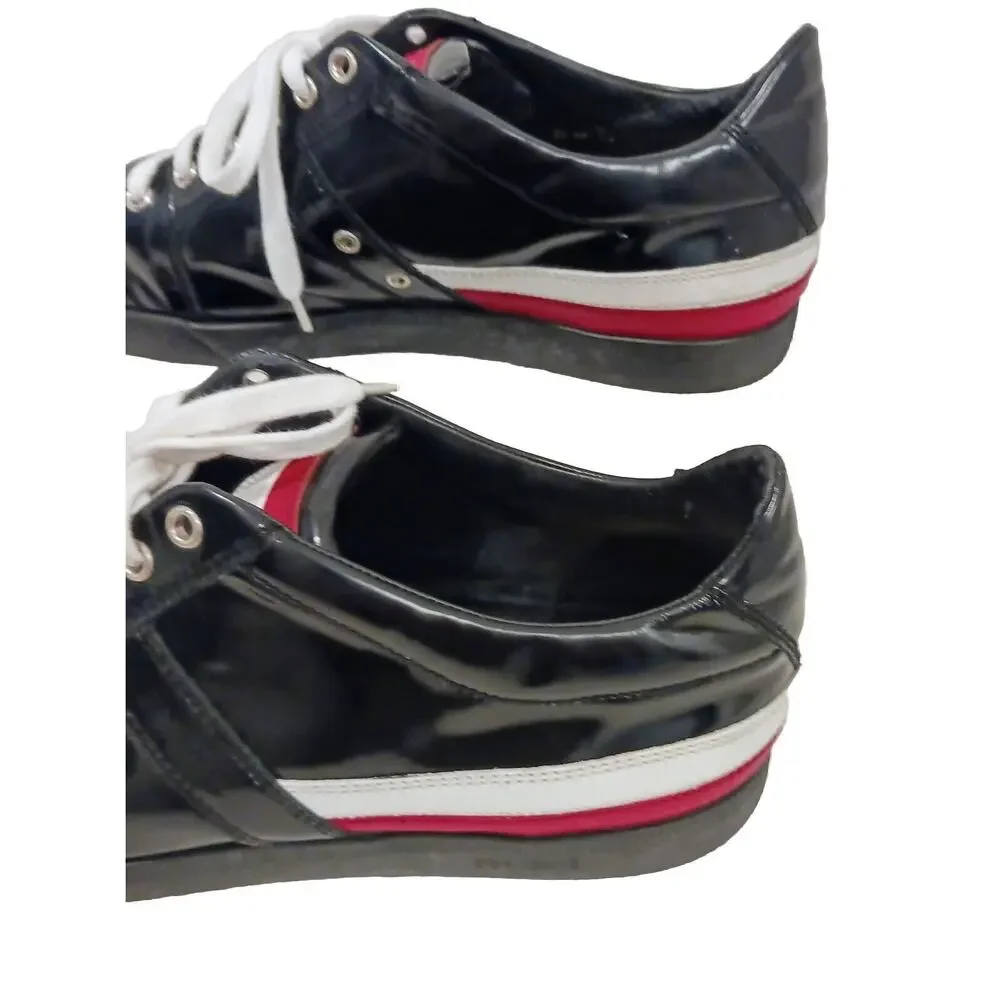 Christian‎ Dior Homme Patent Leather Trainers Men Sz 9 BLACK Red White Luxury
